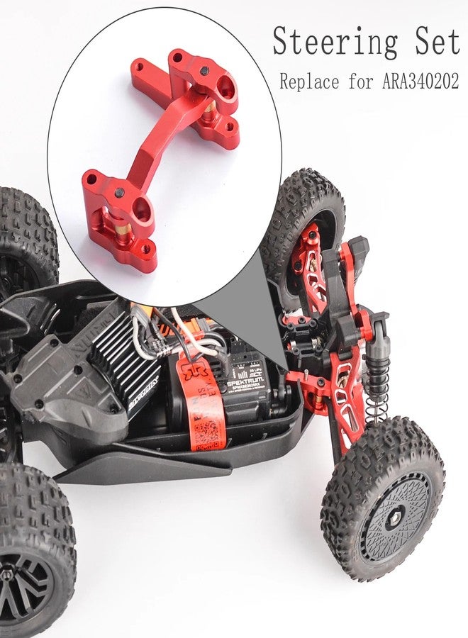 UURCSKY قطعة ترقية مجموعة توجيه التحكم عن بعد المصنوعة من الألومنيوم لشاحنة ARRMA 1/18 Granite Grom Mega 380 Brushed 4X4 Monster Truck و Typhon Grom Mega 380 Brushed 4X4 Buggy 1/16 Mojave RC Car (أحمر) - Image 4